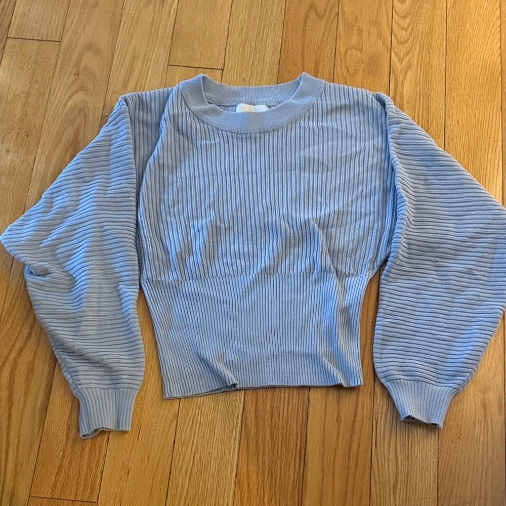 Light Blue Ribbed Sweater